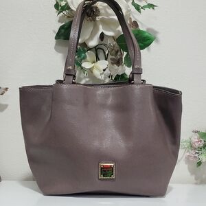 Dooney & Bourke Leather Flynn Tote in the color Taupe